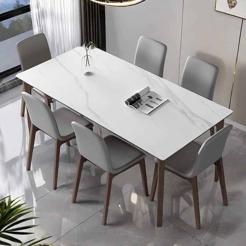 Table de salle à manger rectangulaire en pierre frittée, H 29,53 po x L 63 po x l 31,5 po