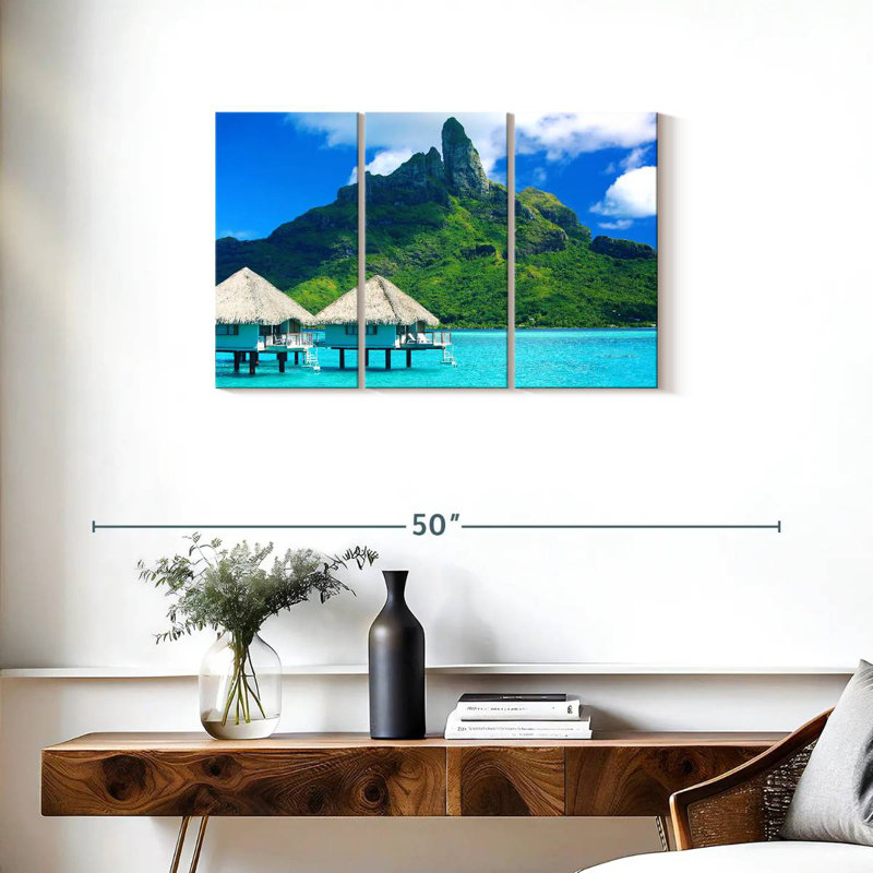 Scène de plage Gillard Tahiti, H 20 po x l 33 po