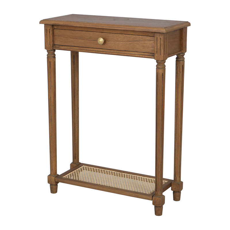 Carterlee Console Table w/ Drawer and Cane Shelf, Brown
