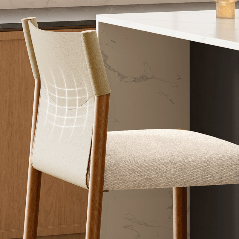 Chaise d'appoint à dossier solide crème et blanc noisette (ensemble de 4), 4, 35.43"H×18.11"L×20.87"W