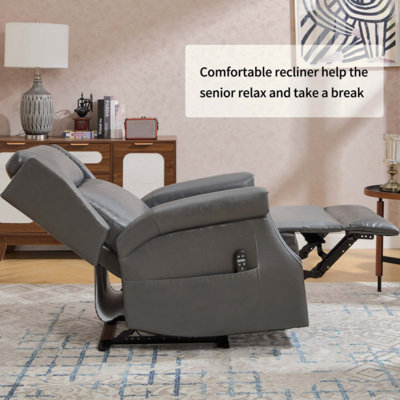 Fauteuil inclinable manuel en similicuir pour le salon avec mécanisme de mouvement robuste, 8 nœuds vibrants et 3 modes de massage.