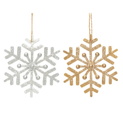 Ensemble de 2 ornements en forme de flocon de neige de Noël