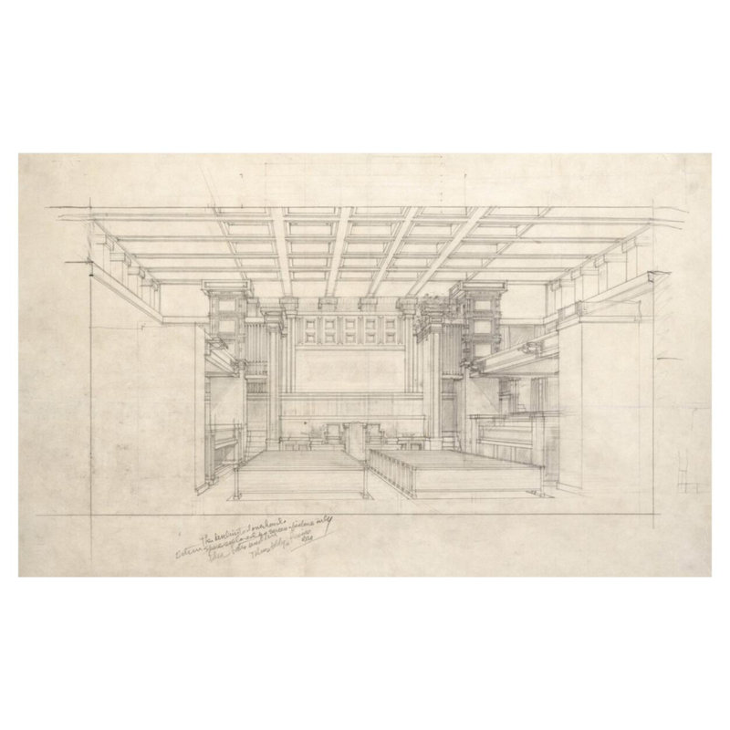 «Unity Temple Oak Park IL» par Frank Lloyd Wright - Estampe numérique, H 32 po x l 40 po