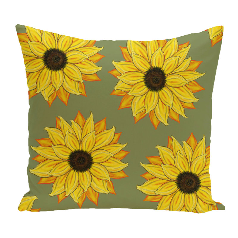 Housse de coussin décoratif d’extérieur et insertion pour coussin décoratif à tournesol cherokee, Vert