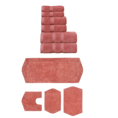 Ensemble de serviettes 6 pièces et de tapis de bain 4 pièces 100% coton doux Bryd Collection (ensemble de 10)