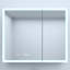 36 po Armoire à pharmacie en aluminium argenté avec miroir, DEL, horloge, conception biseautée, tablettes à haute densité de brouillard d'eau, stations de charge