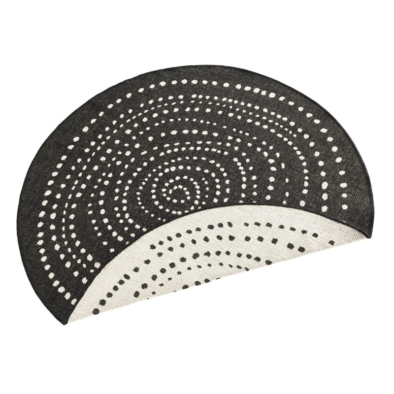 Bali Flatweave Black/White Rug, Round 200cm