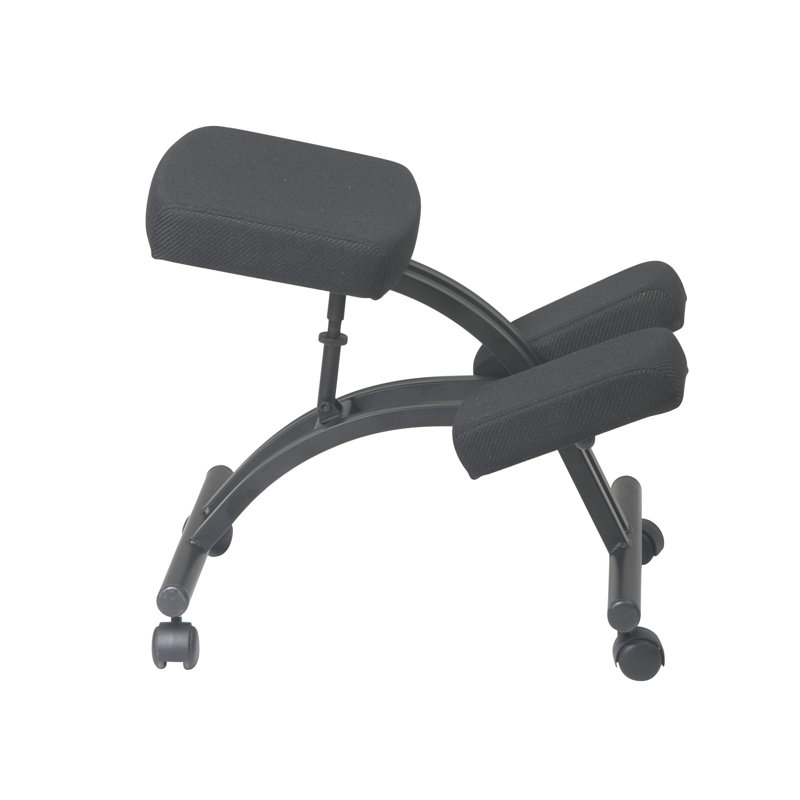 Ergonomic Black Metal Armless Kneeling Chair with Fabric Seat