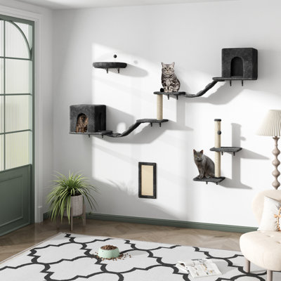 Alynia 6Pcs Wall-mounted Cat Tree Shelf, Large
