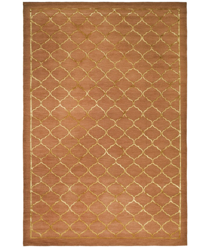 West Bromwich Geometric Hand-Knotted Rust Area Rug, Rectangle 3' x 5'