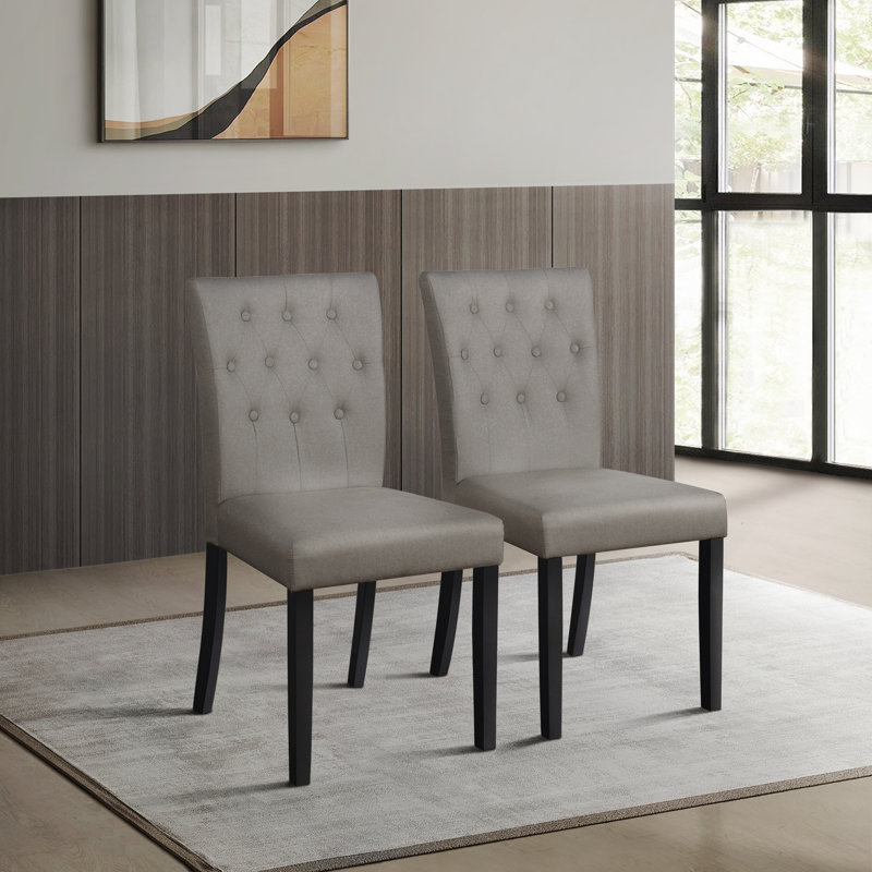 Chaise de salle à manger rembourrée à dossier en tissu Asoncin, Gris