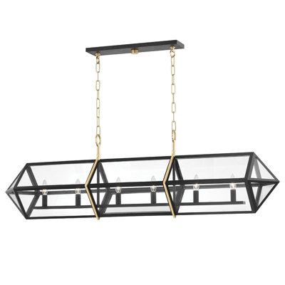 Bedford Hills 6 - Light Aged Brass/Black Kitchen Island Pendant