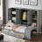Wooden Daybed with Desk, Cabinets, Open Shelves & Storage Drawers, Multifunctional Bed-765669426-765669453