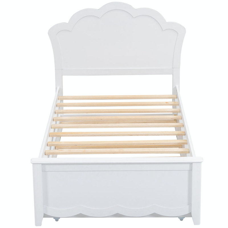 Ela Wood Platform Bed with Headboard, Twin, White