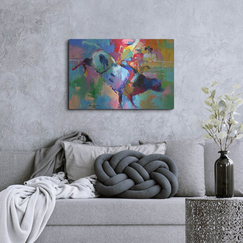 «Bull Riding» par Richard Wallich, H 24 po x l 36 po