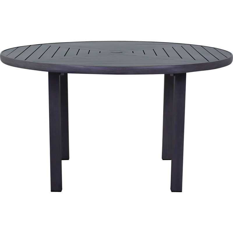 Round Metal Outdoor Dining Table With Umbrella Hole , 54.02'' in. W 54.02'' in. D