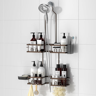 Serviteur de douche réglable et antirouille pour pomme de douche à main, organisateur de douche (bronze)