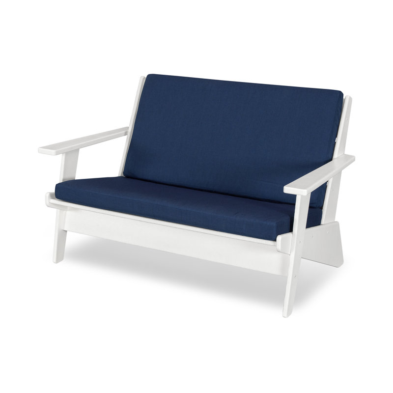 Riviera Modern Lounge Loveseat, White, Spectrum Carbon