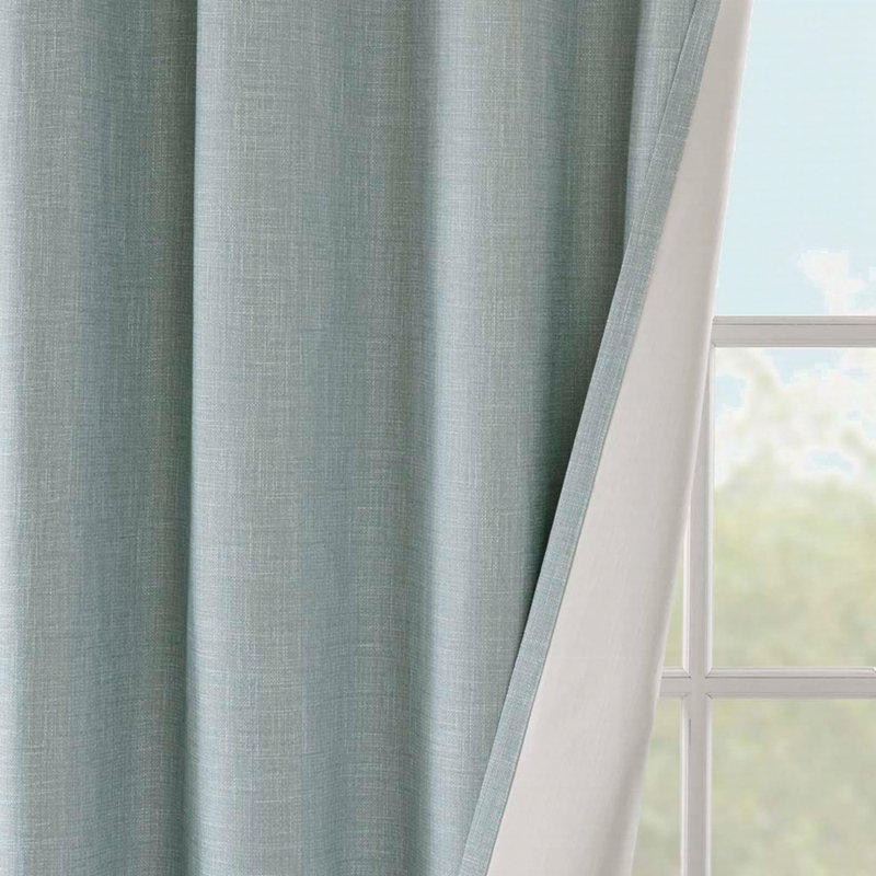 Printed Heathered Blackout Grommet Top Curtain Panel, Dusty Seafoam, 50" W x 95" L