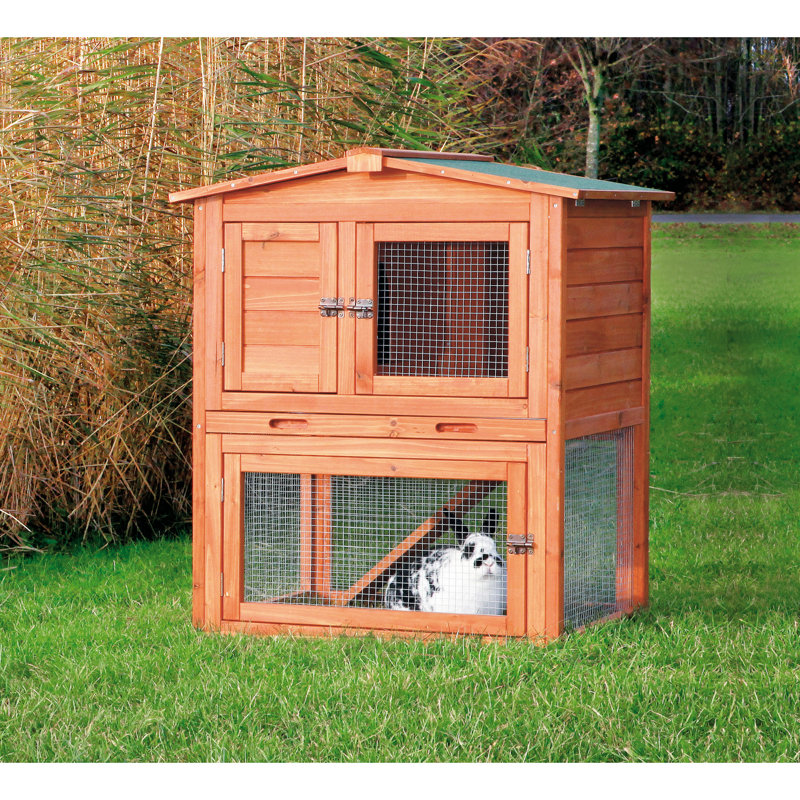 TRIXIE Elevated Single Rabbit Hutch with Large Run, Ramp, Ideal for Rabbits or Guinea Pigs