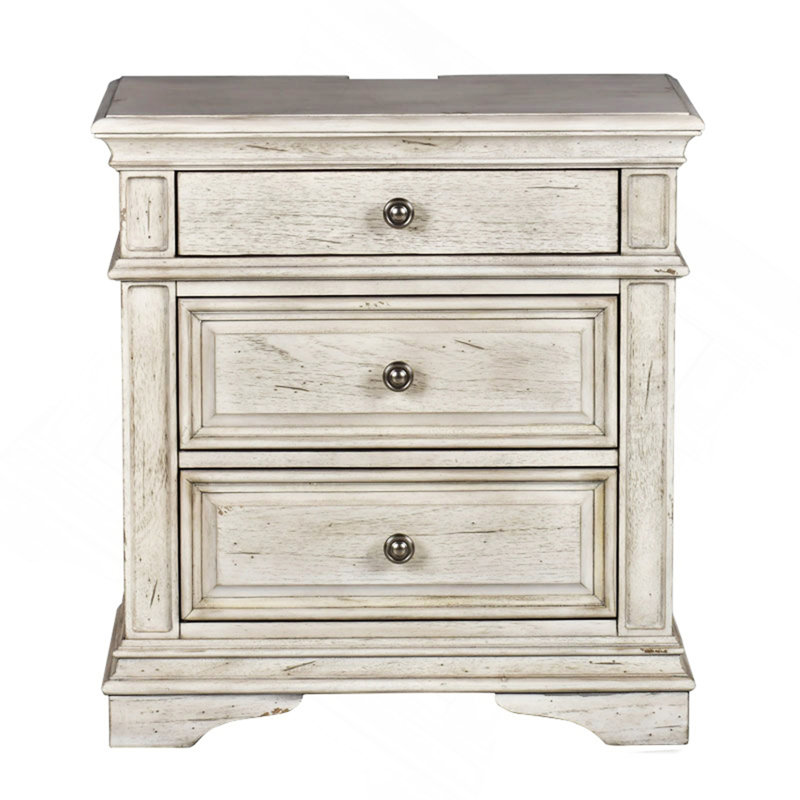 Highland Park - Table de chevet avec USB - Blanc cathédrale