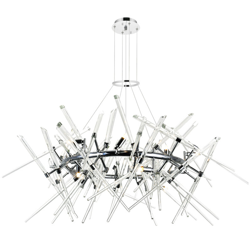 Lustre 12 lumières 42 po en chrome - plafonnier en cristal moderne pour salle à manger, vestibule ou chambre à coucher