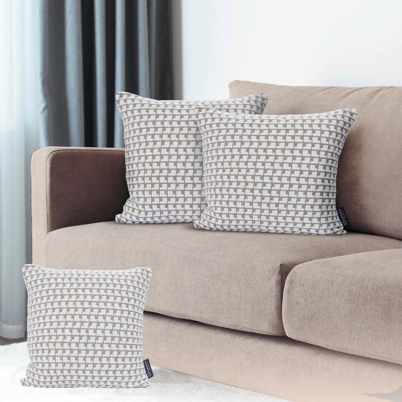 Housse de coussin décoratif Lincoln, H 20 po x l 20 po, Carrée, Marbre beige