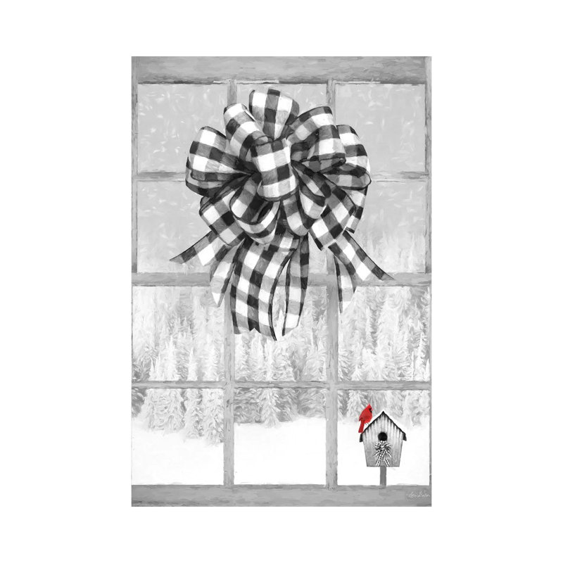 Christmas Birdhouse With Bow by Lori Deiter - Wrapped Canvas Painting, 20.32 cm H x 30.48 cm W