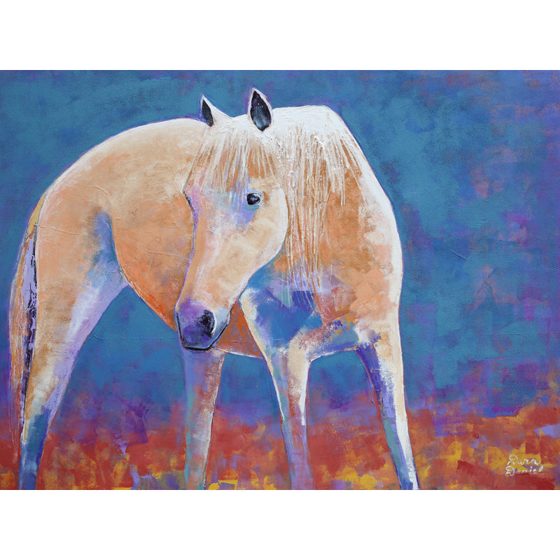 Golden Horse Print, Wrapped Canvas, 24" H x 32" W x 1.5" D, No Mat