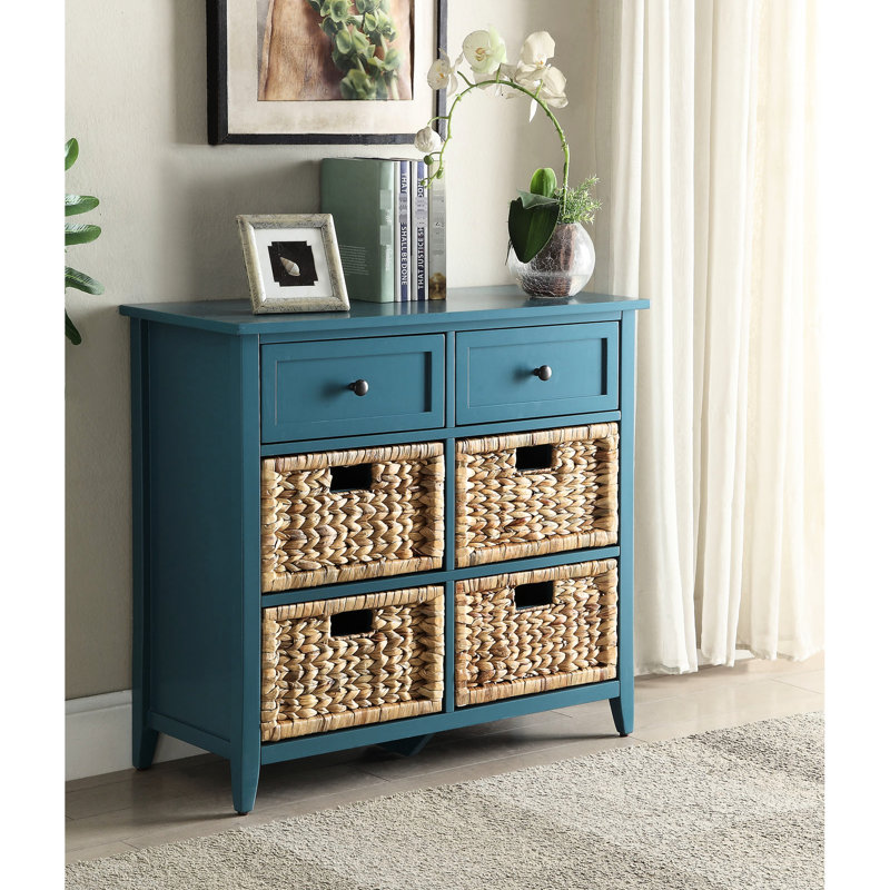 Console sarcelle avec tiroirs - rustique et fonctionnelle pour rehausser votre décor, Sarcelle