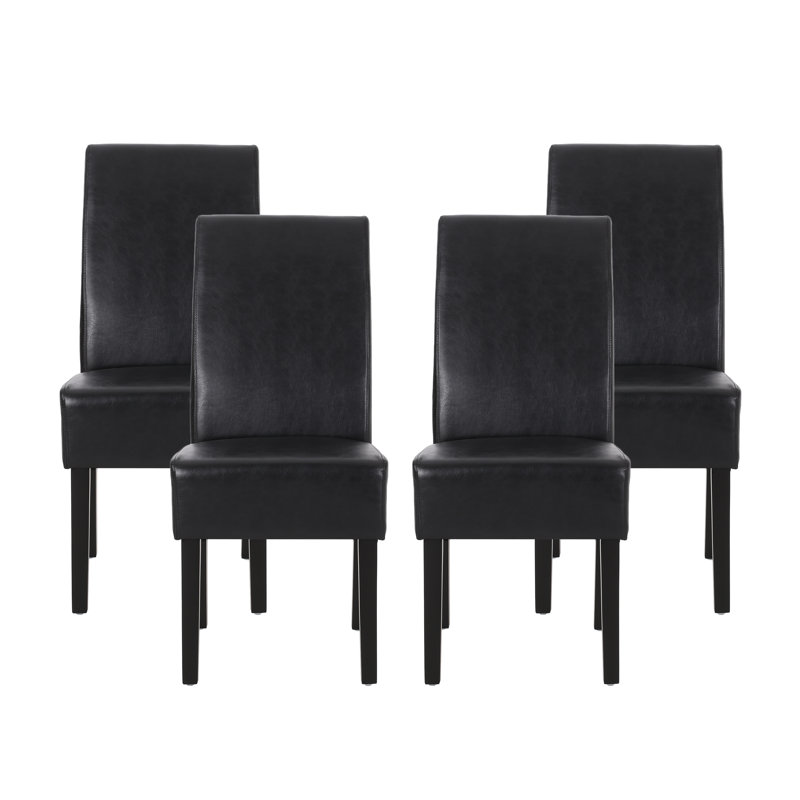 Homan 19.5'' H Upholstered Dining Chair, Black, 4