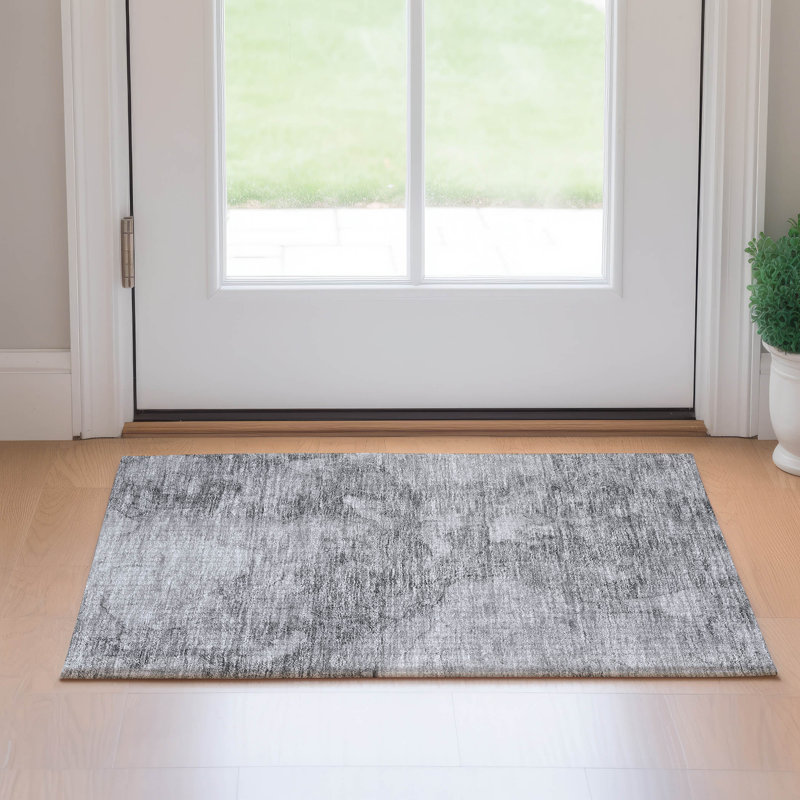 Premium Machine Washable Prisco Gray Rug, Rectangle 1'8" x 2'6"