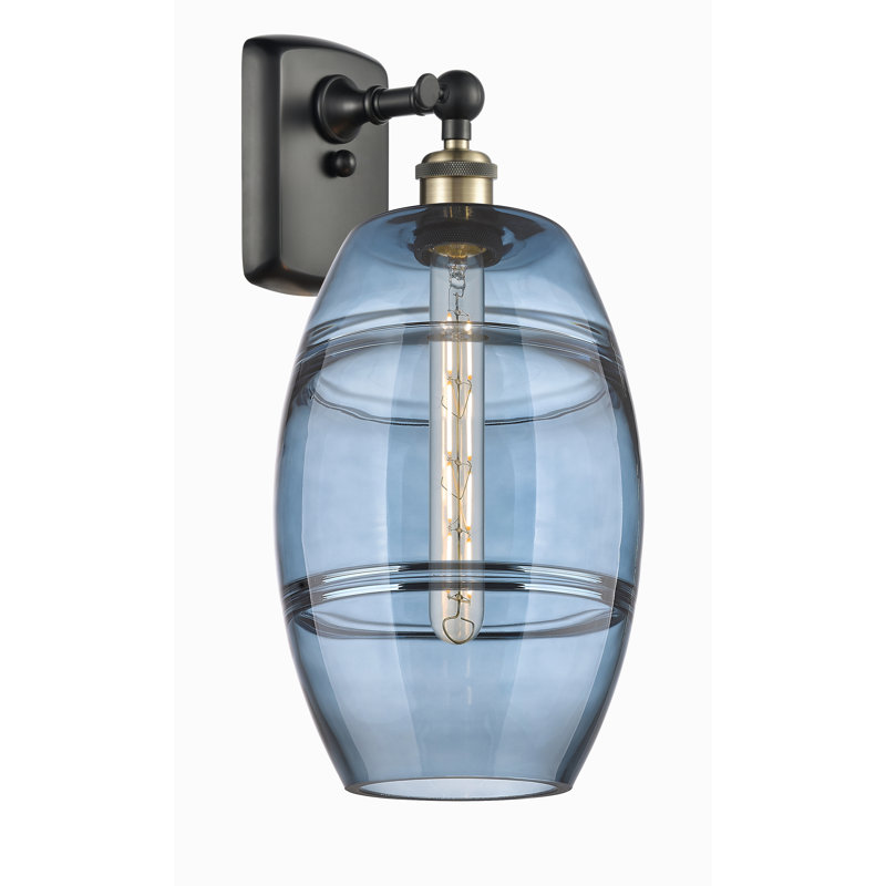 Applique murale en acier Bettylou, Laiton antique noir, H 10,88 po x l 8 po x P 8,13 po, Bleu princesse
