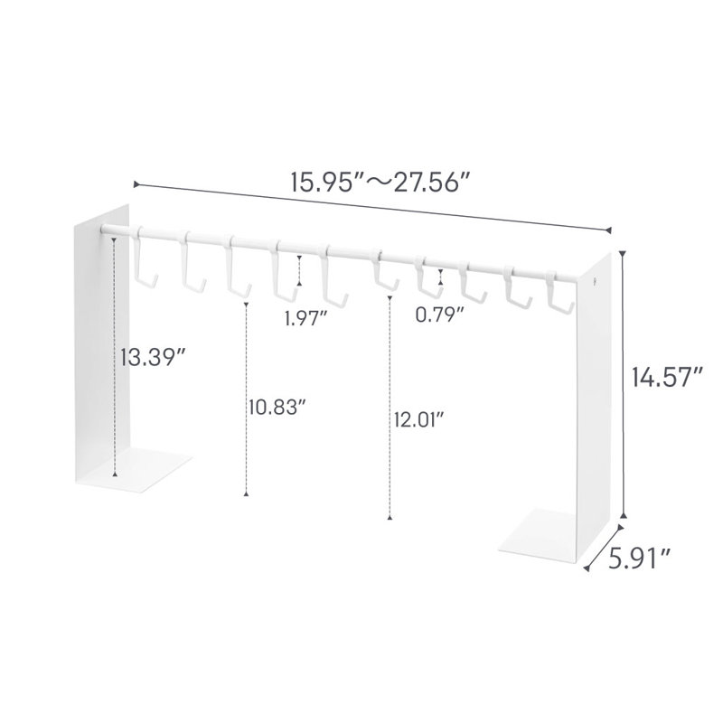 White Adjustable Steel Hat Hanging Organizer with Hooks