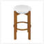 Tabouret d'intérieur rembourré en bois avec finition noyer et coussin ivoire, pour espaces modernes et compacts-2112000932-2112000953