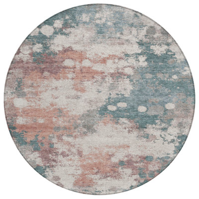 Machine Washable Indoor/Outdoor Xhevrie Coral Rug