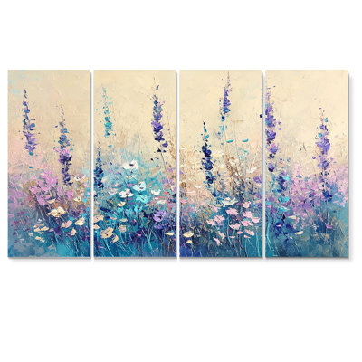 «Moss Blossoming», art mural sur toile 4 fleurs