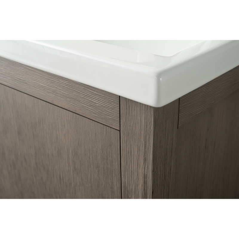 Chambery 24" Single Sink Bathroom Vanity with Ceramic Top, Driftwood Gray, Brushed Nickel, 24"