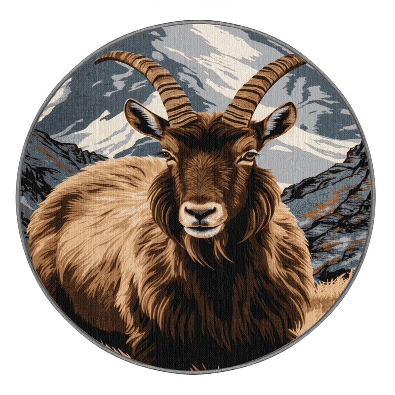  Tapis lavable Himalayan Tahr, Rond 5 pi