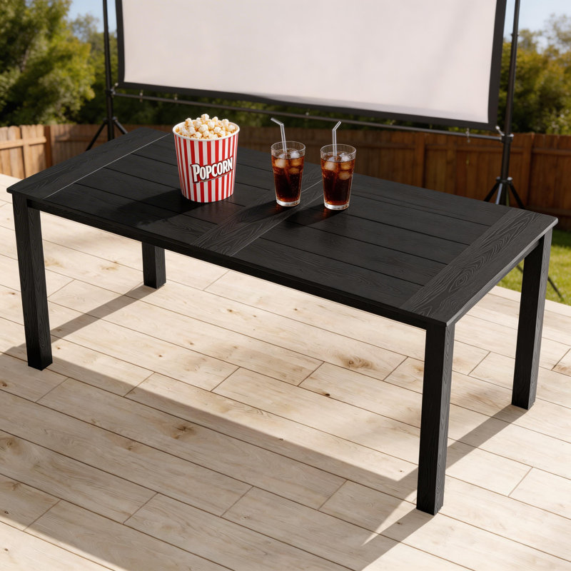 Outdoor Plastic Patio Table All Weather Outdoor Dining Table, Black