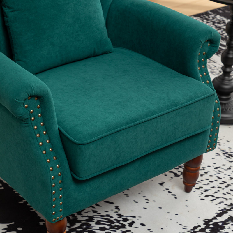 Fauteuil à oreilles de 29 po de largeur Antwanae, Velours vert