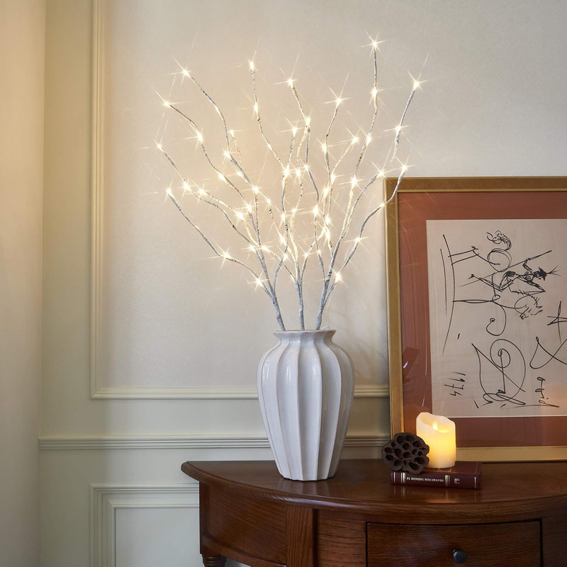 4 Pack Led Branch Light Battery Operated Lighted Branch Vase Filler Willow Tree Artificial Little Twig Power Golden 30 Inch 20 LED for Home Romantic Decoration