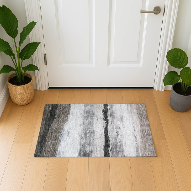 Premium Machine Washable Mayfield Striped Rug, 1'8" x 2'6", Taupe