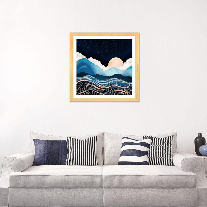 Coucher de soleil d'été - impression, Blanc, 24" H x 24" W x 1" D, Papier encadré blanc