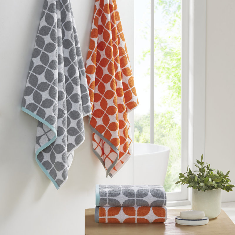 Lita Cotton Jacquard Bath Towel 6 Piece Set, Orange