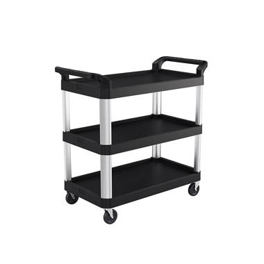 Suncast Commercial 3-Shelf Service Cart, Black-Silver RC2030