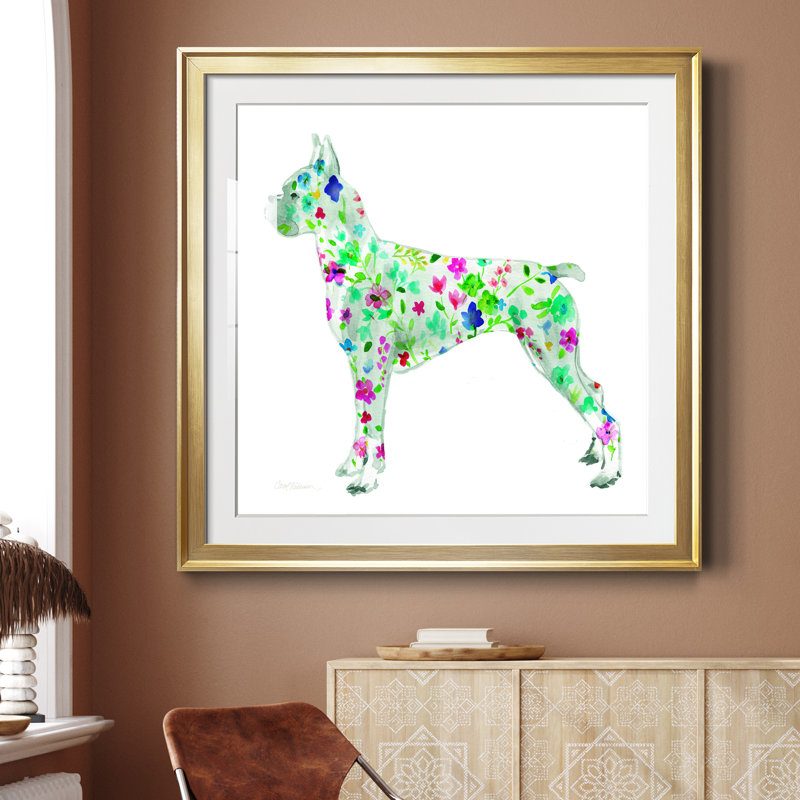 Tapisserie Boxer - peinture encadrée, Papier encadré doré, H 34,5 po x l 34,5 po x P 1,5 po