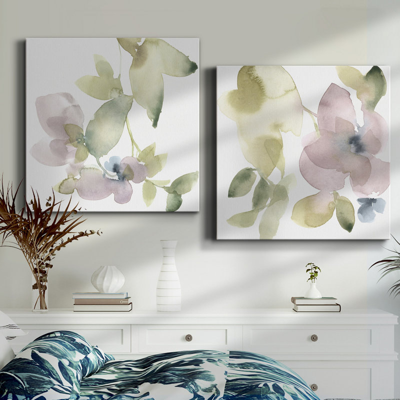 Toile tendue avec châssis V-Premium Sweet Petals And Leaves, H 24 po x l 24 po x P 1 po