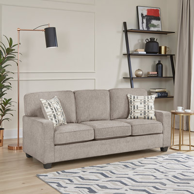 Levid 83.5" Modern & Contemporary Chenille Sofa with Comfortable Pocket Coils Seating and Two Decorative Pillows