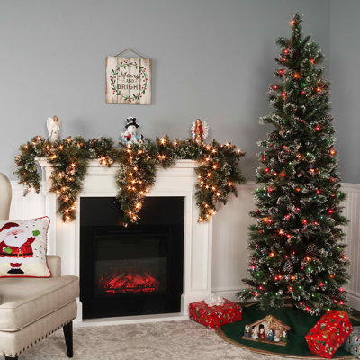 Glittery Bristle 84' Lighted Pine Christmas Tree